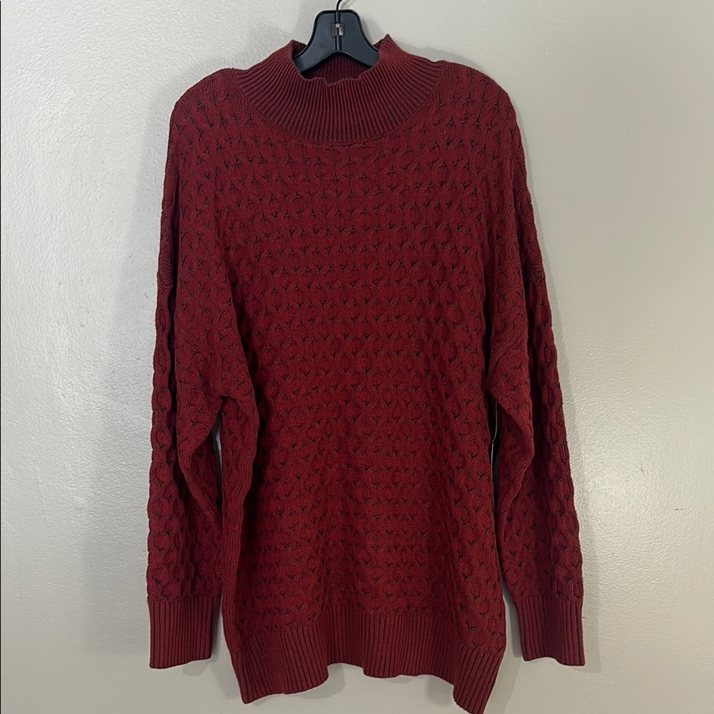NEW 89th and Madison‎ Burgundy Cable Knit Sweater